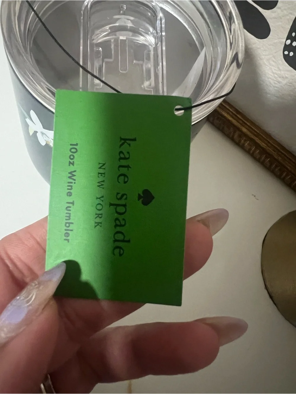 kate spade Navy Floral Ceramic Tumbler with White Blossoms
